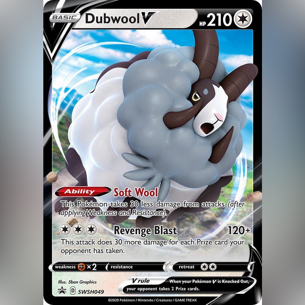 Promo🌸 New Pokemon Dubwool V - SWSH049 - SWSH: Sword & Shield LARGE Card (SWSD)
